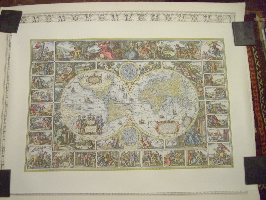 Weltkarte 17Jh 75-107 cm Büttenpapier
