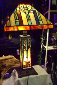 Tiffany Bernsteinfarbe Tischlampe 30-30 cm Schirm