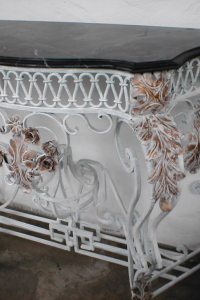 Konsol Tisch Barock Metall mit Marmorplatte