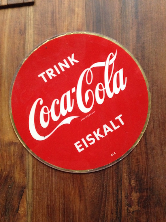 Coca Cola Eiskalt Glasschild