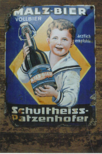 Schultheis-Patzenhofer Malz-Bier Emailschild